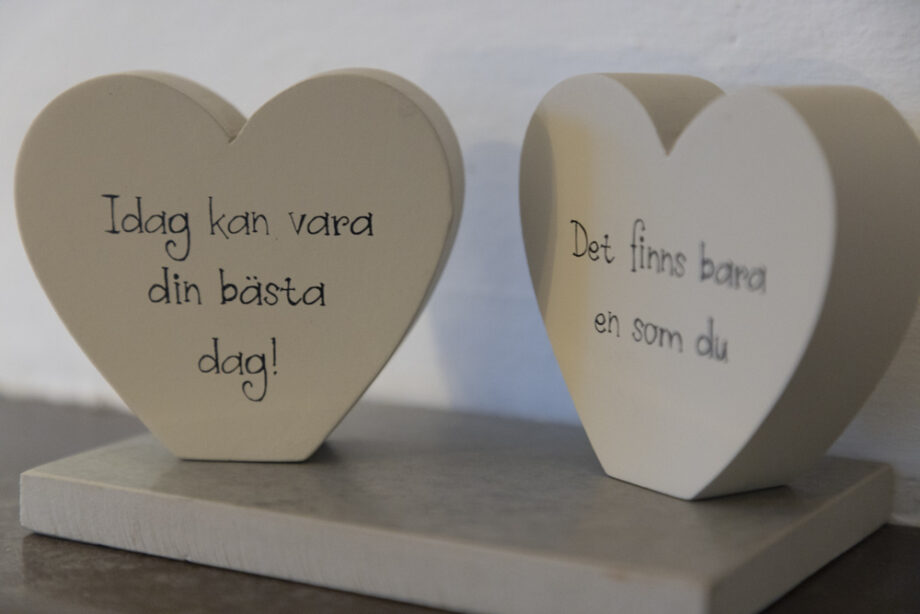 Stående hjärta/stjärna med text