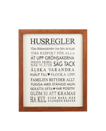 Tavla trä "Husregler"