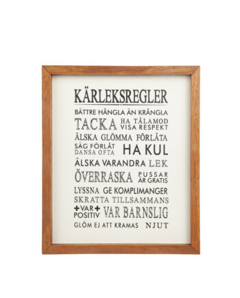 Tavla trä "Kärleksregler"