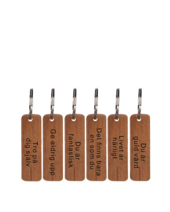Nyckelring teak pos. texter