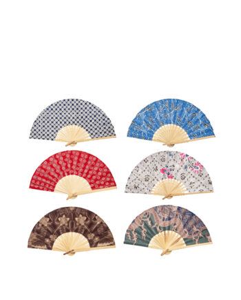 Solfjäder i bambu och tyg batik