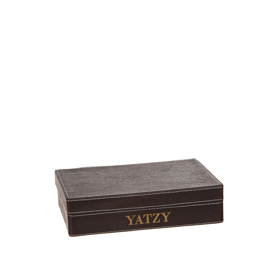 Låda i konstläder brun "Yatzy"