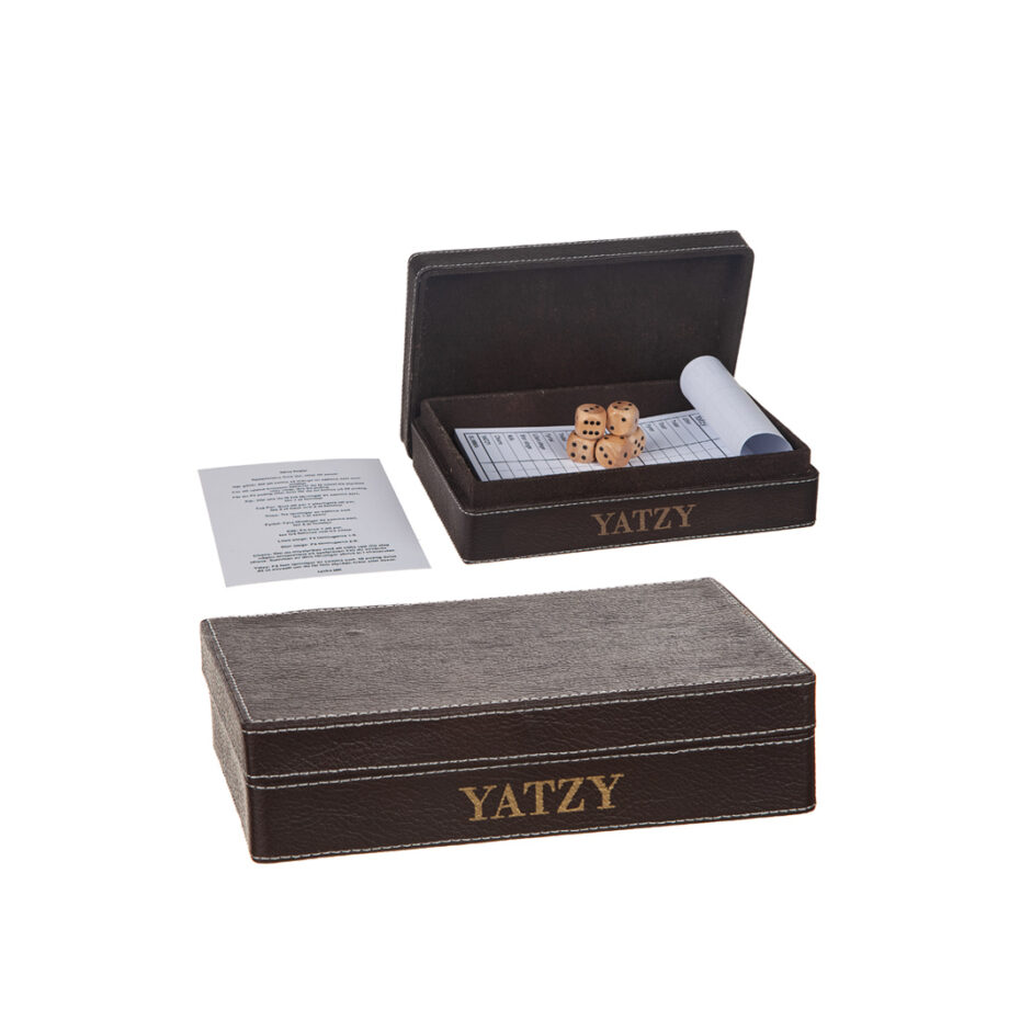 Låda i konstläder brun "Yatzy"