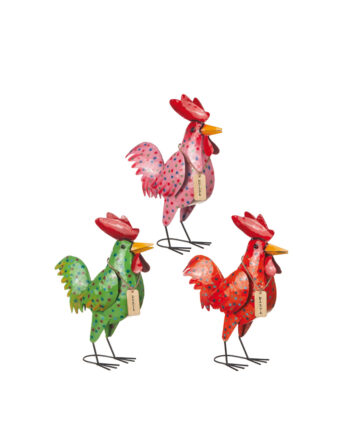 Höna Doris m vän i hamrad plåt