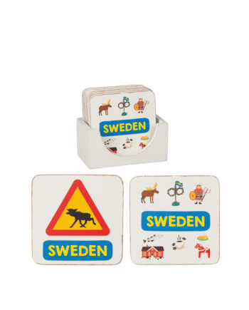 Glasunderlägg "Sweden" i låda