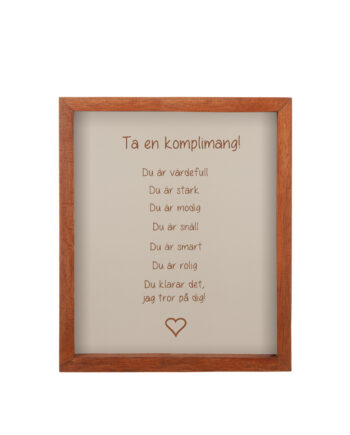 Tavla trä "Ta en komplimang..."