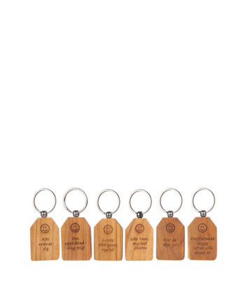 Nyckelring teak text/motiv