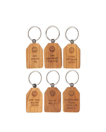 Nyckelring teak text/motiv