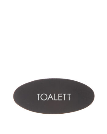 Plåtskylt svart "Toalett"