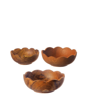 Träskål i teak set 3st stl