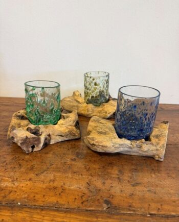 Glaslykta/vas på trädrot d 7cm